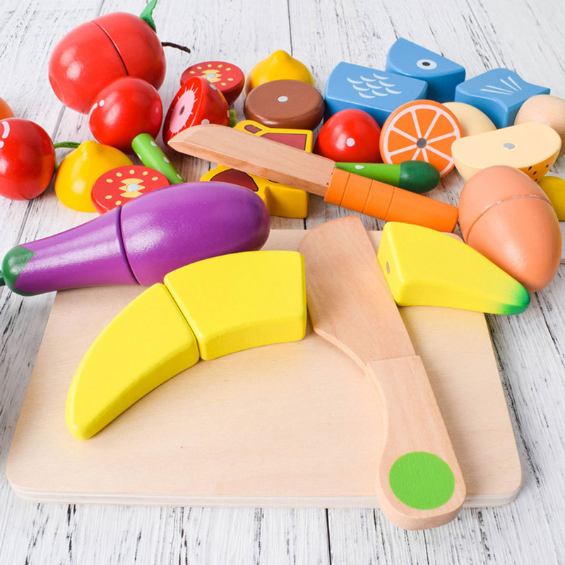1PCS Wooden Toy Magnetic Cutti - Kitchen Appliances Kids review and price