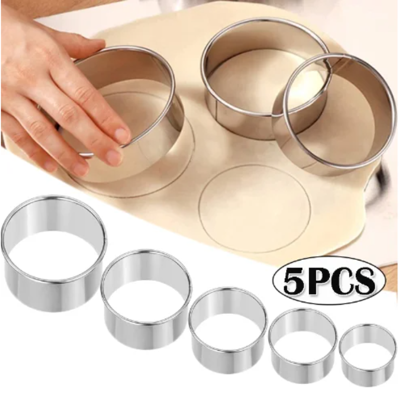 5PCS Round Stainless Steel Bis - Kitchen Appliances Baking review and price