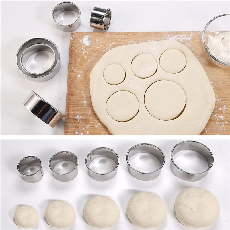 5PCS Round Stainless Steel Bis - Kitchen Appliances Baking review and price
